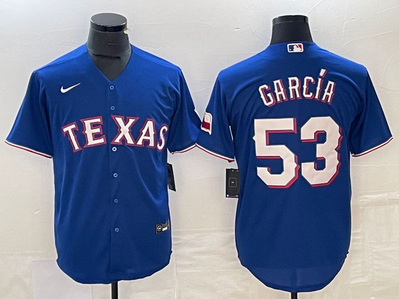 Men Texas Rangers #53 Garcia Blue Game Nike 2023 MLB Jersey style 1->texas rangers->MLB Jersey
